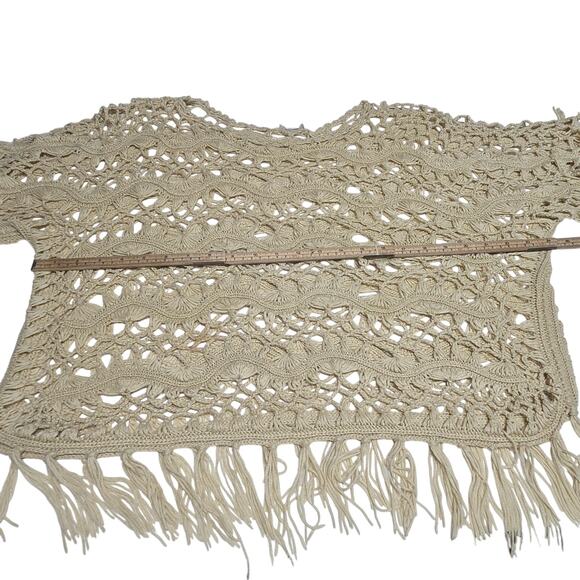 Chicos Womens Size 1 Medium Open Crochet Top Pullover Boho Hippie Festival - Picture 8 of 11